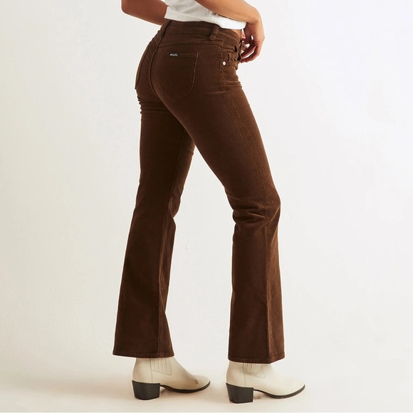Rolla’s Brown Dallas Low Slim Fit Boot Cut Bootcut Cord Corduroy Pants Trousers - Picture 6 of 9